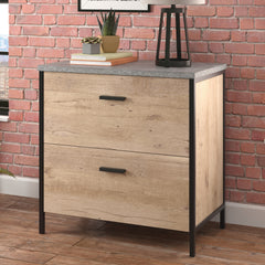 Lateral File with Large Drawers, Brown finish