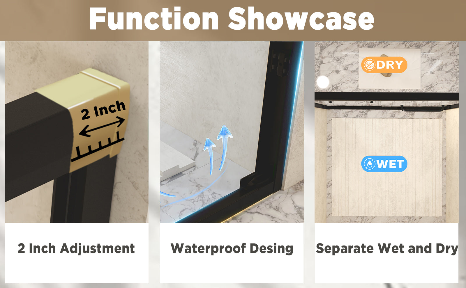 44-48" W × 72" H Tempered Glass with Explosion Proof Film, Aluminum Frame Double Sliding Shower Door, "1/4 (6 mm), Stainless Steel handle, Matte Black