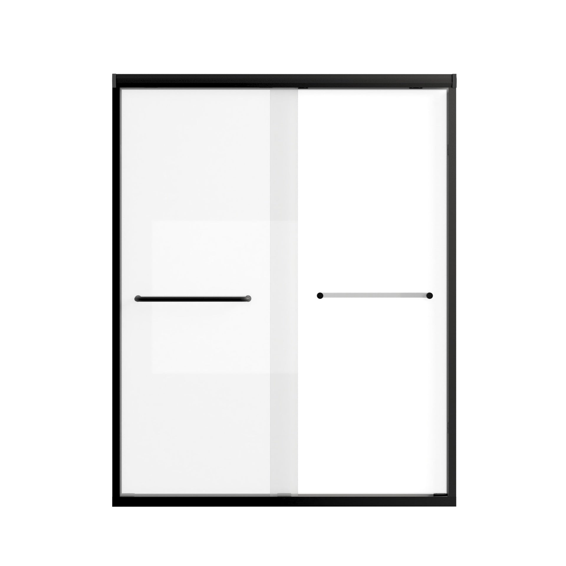 44-48" W × 72" H Tempered Glass with Explosion Proof Film, Aluminum Frame Double Sliding Shower Door, "1/4 (6 mm), Stainless Steel handle, Matte Black