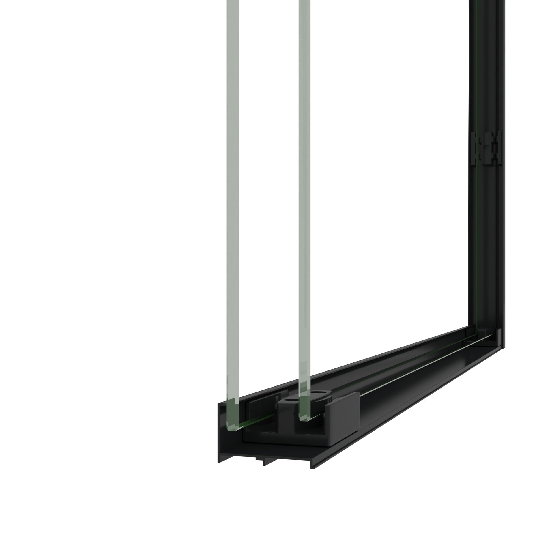 44-48" W × 72" H Tempered Glass with Explosion Proof Film, Aluminum Frame Double Sliding Shower Door, "1/4 (6 mm), Stainless Steel handle, Matte Black
