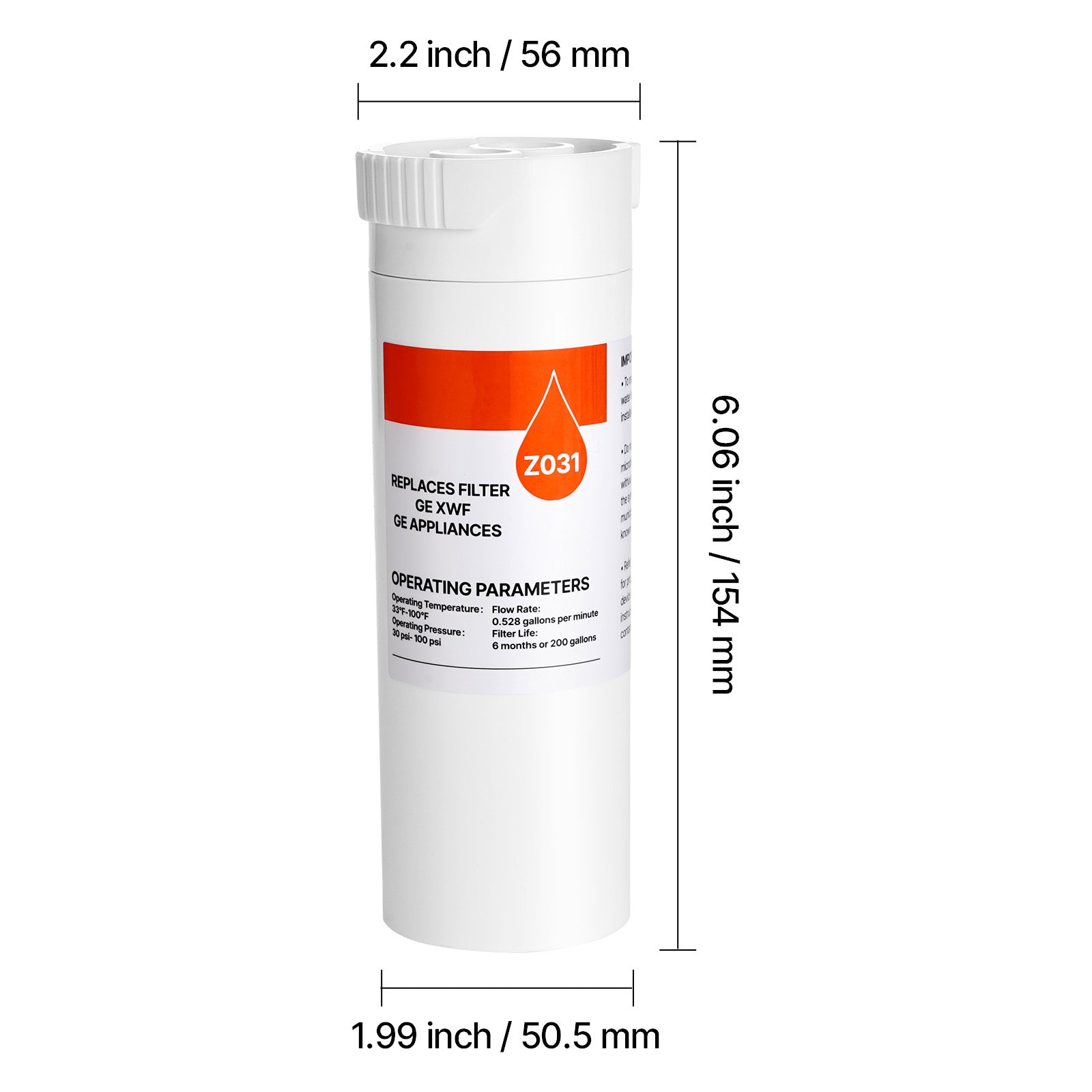 Refrigerator Water Filter Replacement EDR1RXD1 Remove 70+ Contaminants White