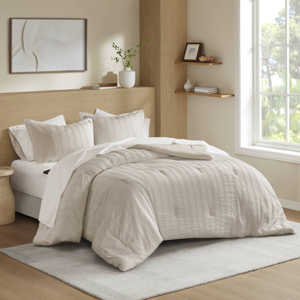 7-Piece King Woven Striped Comforter Set