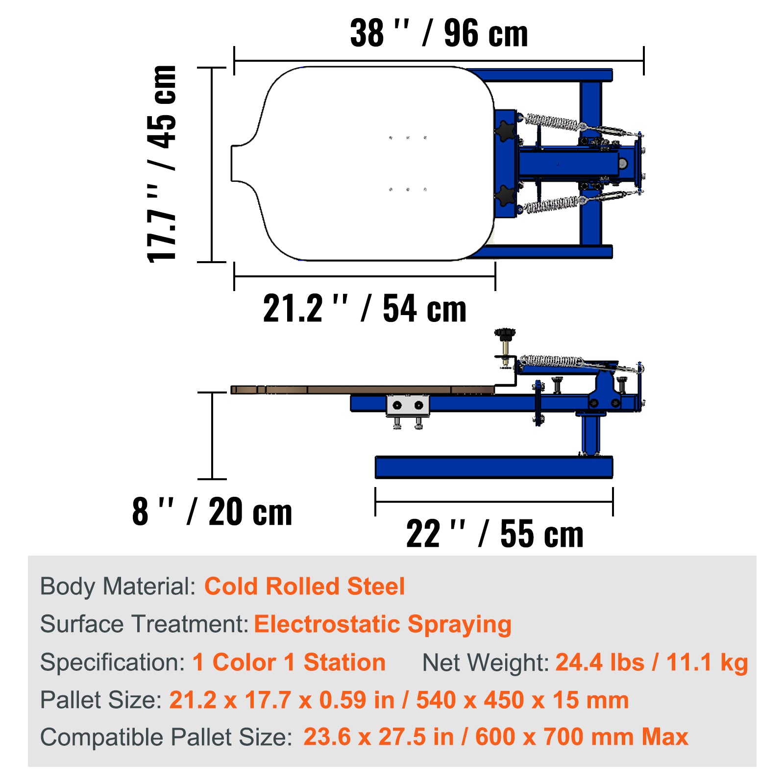 Screen Printing Machine, 1 Color 1 Station Silk Screen Printing Press, 21.2x17.7in Screen Printing Press, Double-layer Positioning Pallet, Adjustable Tension for T-shirt DIY Printing