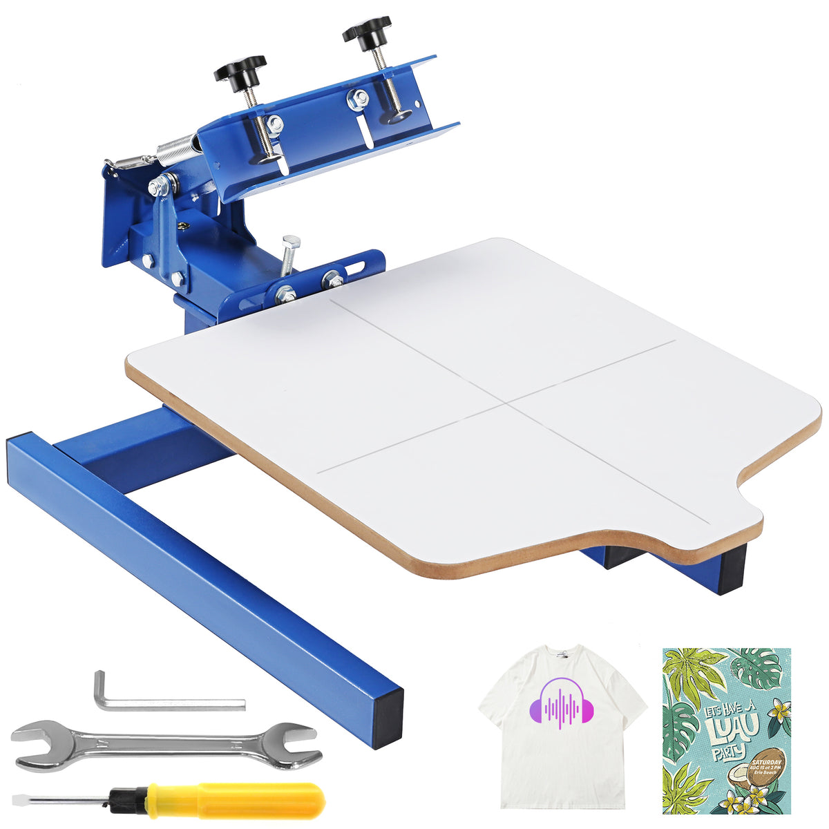 Screen Printing Machine, 1 Color 1 Station Silk Screen Printing Press, 21.2x17.7in Screen Printing Press, Double-layer Positioning Pallet, Adjustable Tension for T-shirt DIY Printing