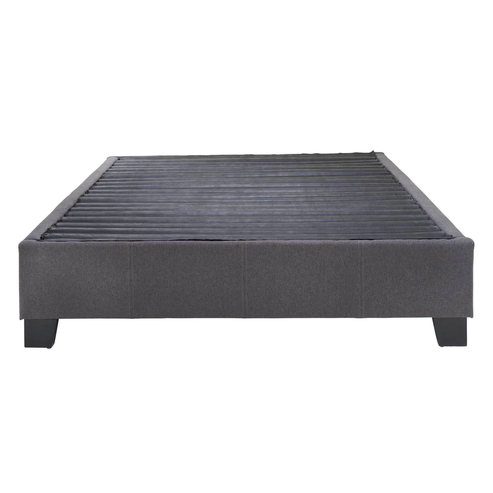 Modern Contempo King Upholstered Bed Platform Base, Charcoal Grey