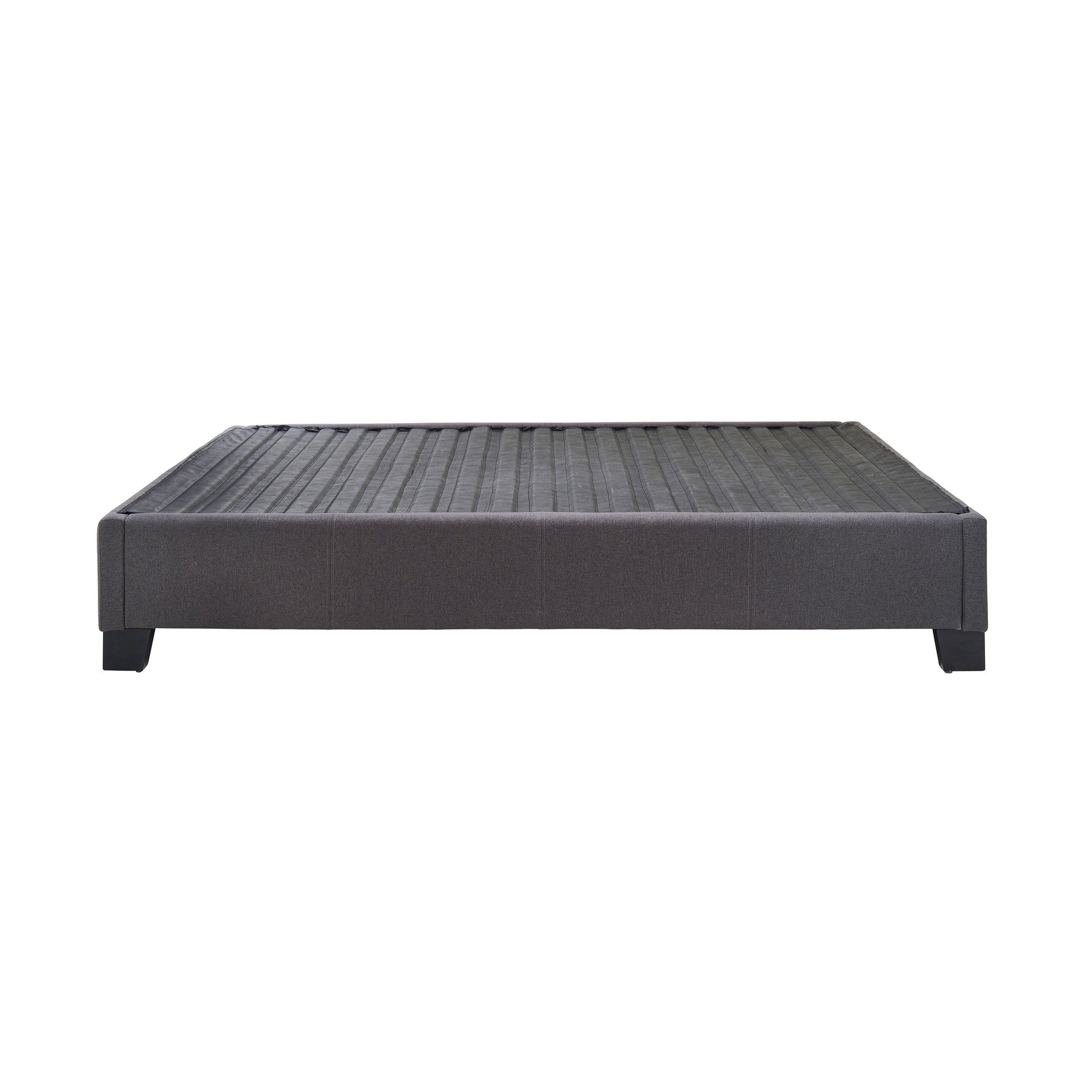Modern Contempo King Upholstered Bed Platform Base, Charcoal Grey