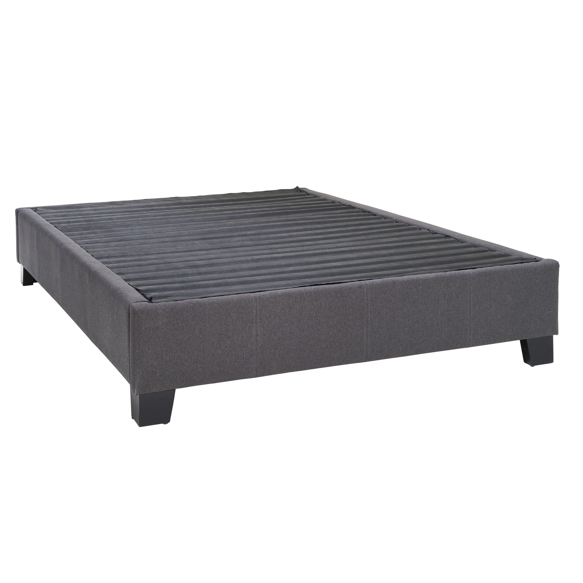 Modern Contempo King Upholstered Bed Platform Base, Charcoal Grey