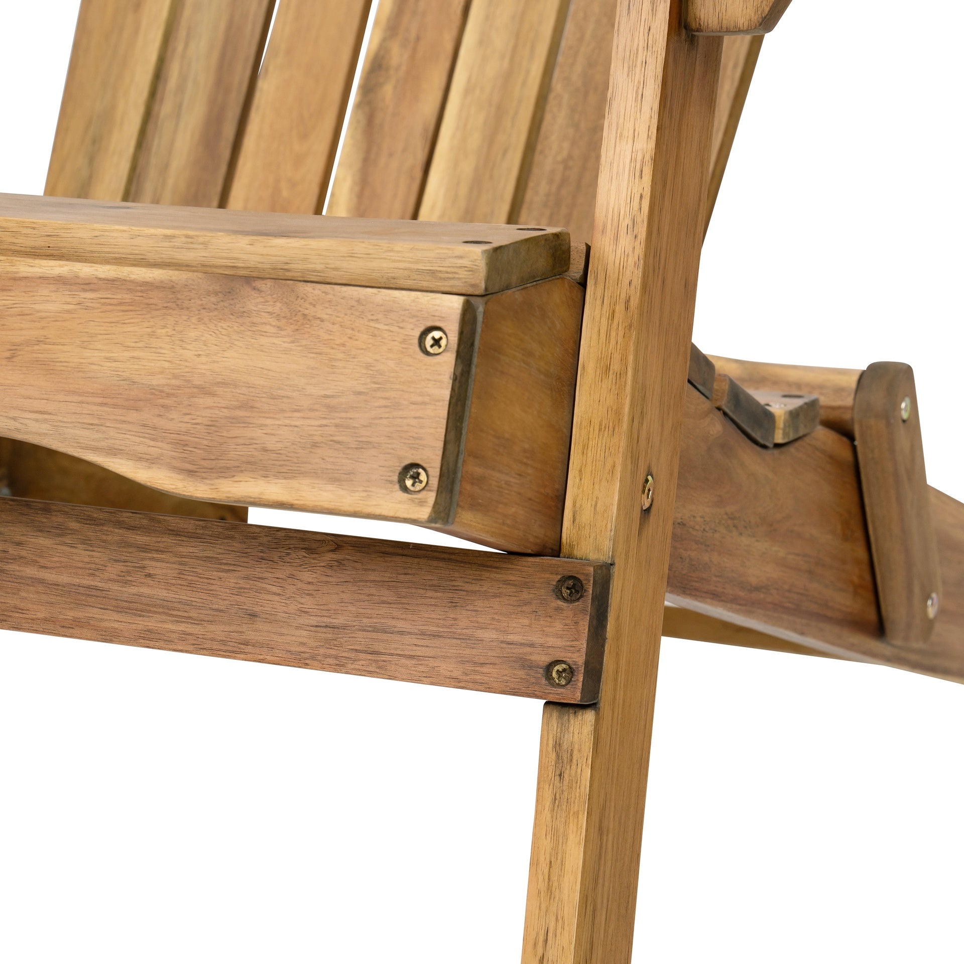 Folding Adirondack Chair Outdoor Wooden Accent Furniture Fire Pit Lounge Chairs,Foldable Design for Patio & Garden Relaxation with Slatted Back & Wide Armrests- Teak Finis
