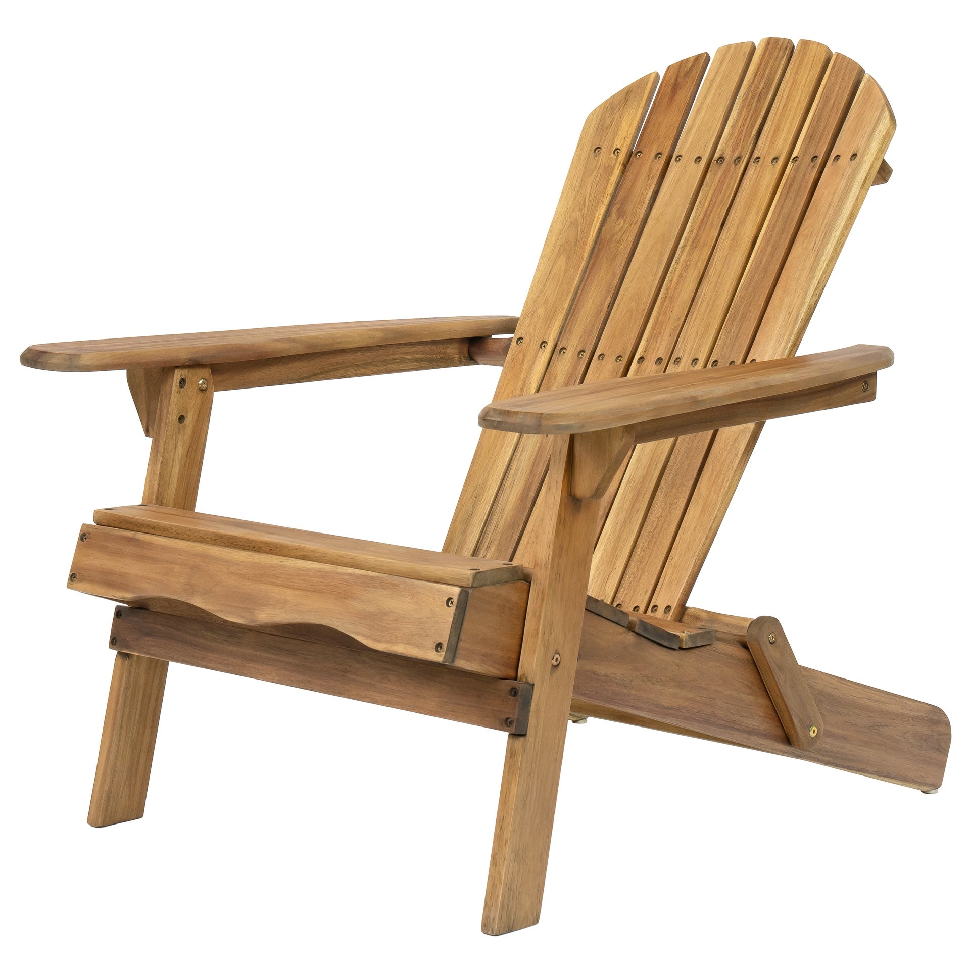 Folding Adirondack Chair Outdoor Wooden Accent Furniture Fire Pit Lounge Chairs,Foldable Design for Patio & Garden Relaxation with Slatted Back & Wide Armrests- Teak Finis
