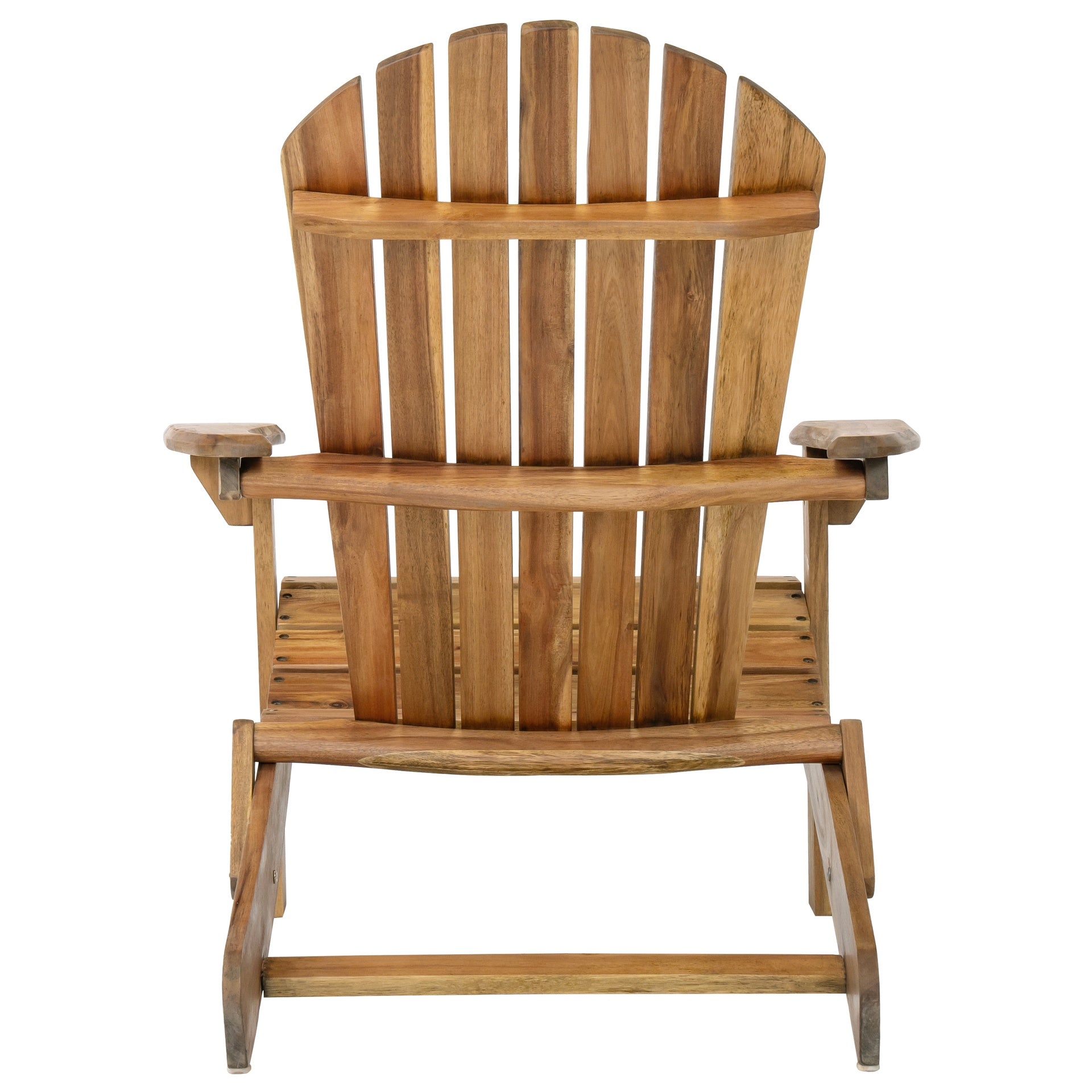 Folding Adirondack Chair Outdoor Wooden Accent Furniture Fire Pit Lounge Chairs,Foldable Design for Patio & Garden Relaxation with Slatted Back & Wide Armrests- Teak Finis