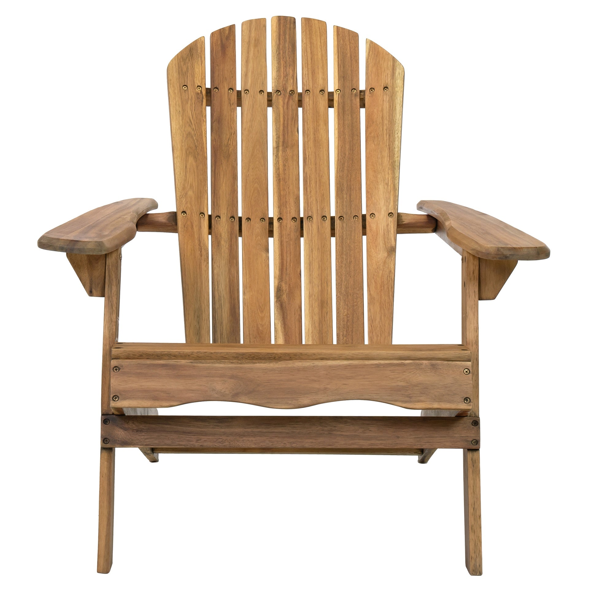 Folding Adirondack Chair Outdoor Wooden Accent Furniture Fire Pit Lounge Chairs,Foldable Design for Patio & Garden Relaxation with Slatted Back & Wide Armrests- Teak Finis