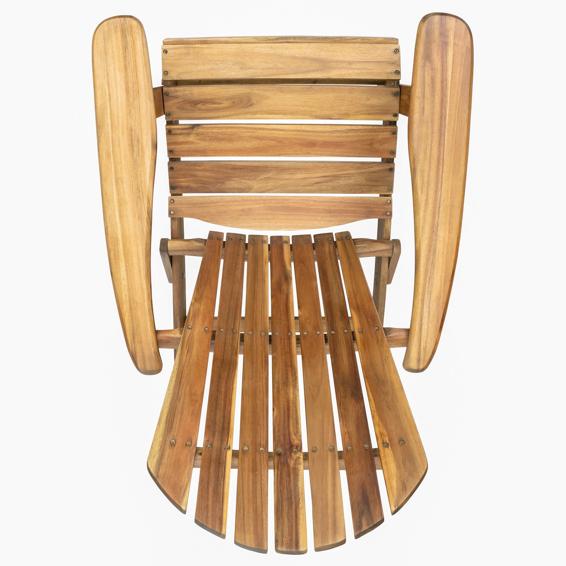 Folding Adirondack Chair Outdoor Wooden Accent Furniture Fire Pit Lounge Chairs,Foldable Design for Patio & Garden Relaxation with Slatted Back & Wide Armrests- Teak Finis