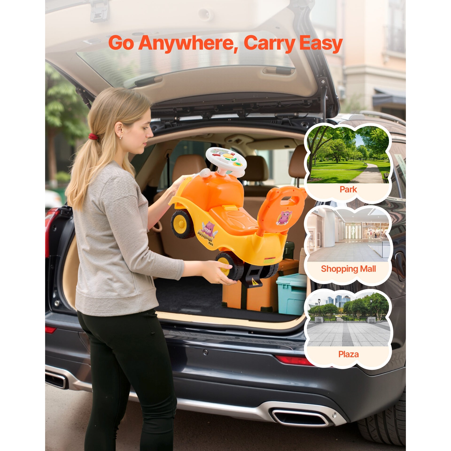Ride On Toddler Push Car, Push Car for Toddler 19 to 36 Months, Kids Ride On Toy with Horn & Music, 48.5 lbs Load Capacity, Under-seat Storage, Foot-to-Floor Walker for Toddlers Boys Girls