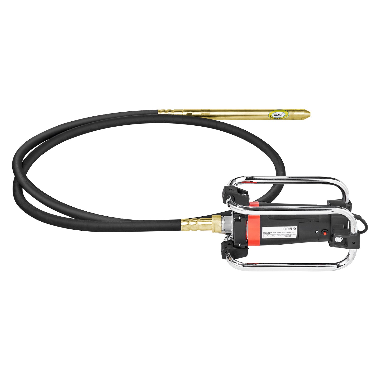 Electric Concrete Vibrator, 1500W 16000 VPM, 2HP Copper Motor Handheld Concrete Vibrating Tool, Portable Pencil Cement Vibrator with Shaft of 14.75ft / 4.5m, Remove Air Bubble and Level Concrete