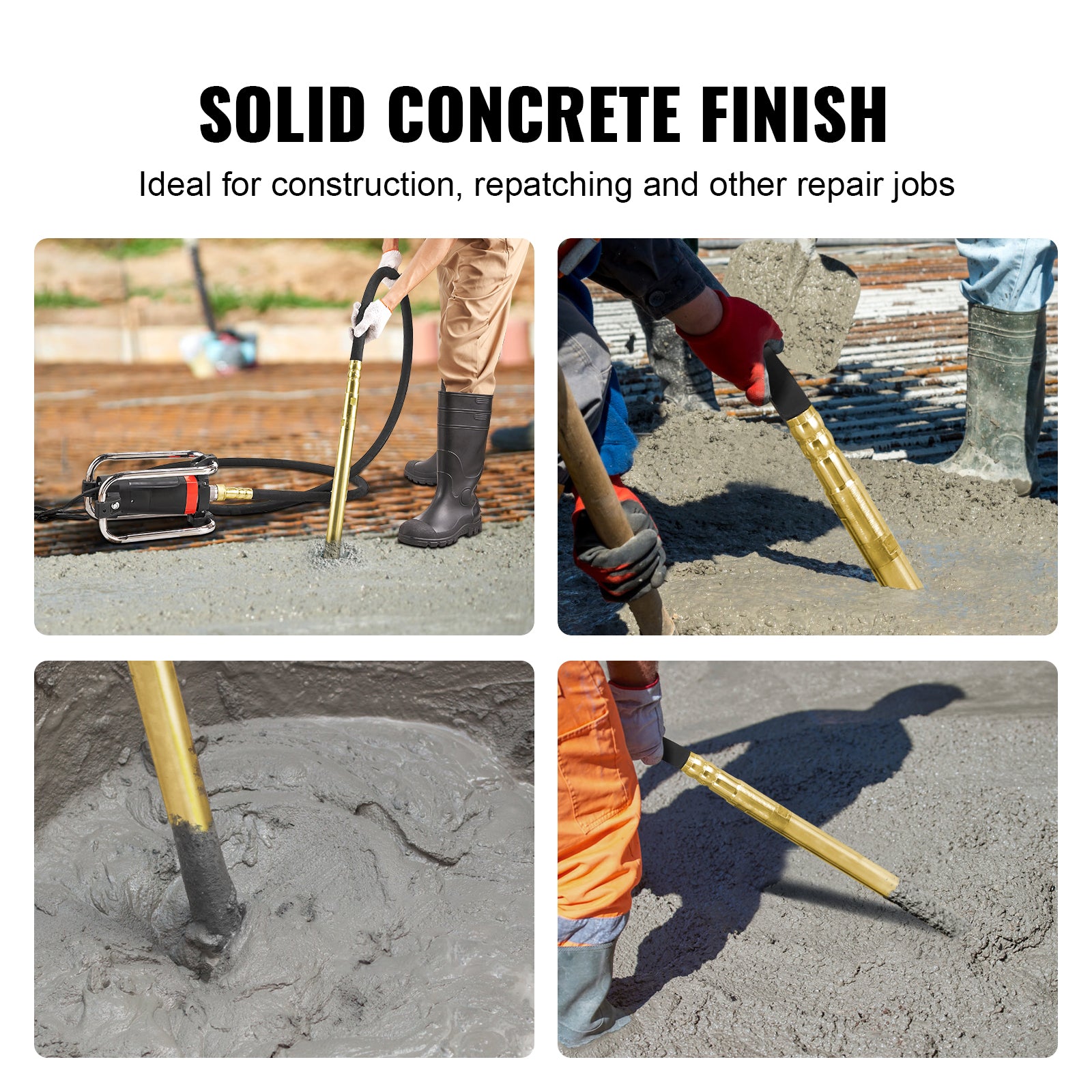 Electric Concrete Vibrator, 1500W 16000 VPM, 2HP Copper Motor Handheld Concrete Vibrating Tool, Portable Pencil Cement Vibrator with Shaft of 14.75ft / 4.5m, Remove Air Bubble and Level Concrete