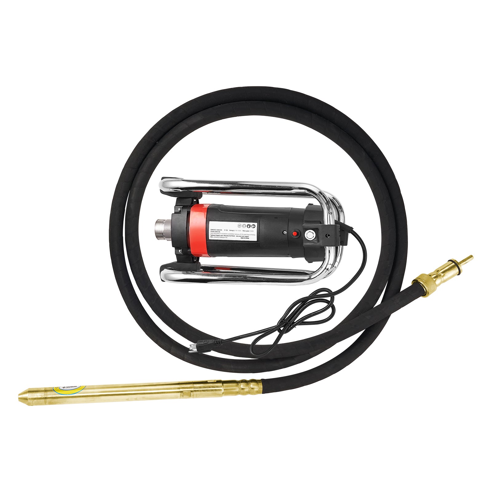 Electric Concrete Vibrator, 1500W 16000 VPM, 2HP Copper Motor Handheld Concrete Vibrating Tool, Portable Pencil Cement Vibrator with Shaft of 14.75ft / 4.5m, Remove Air Bubble and Level Concrete