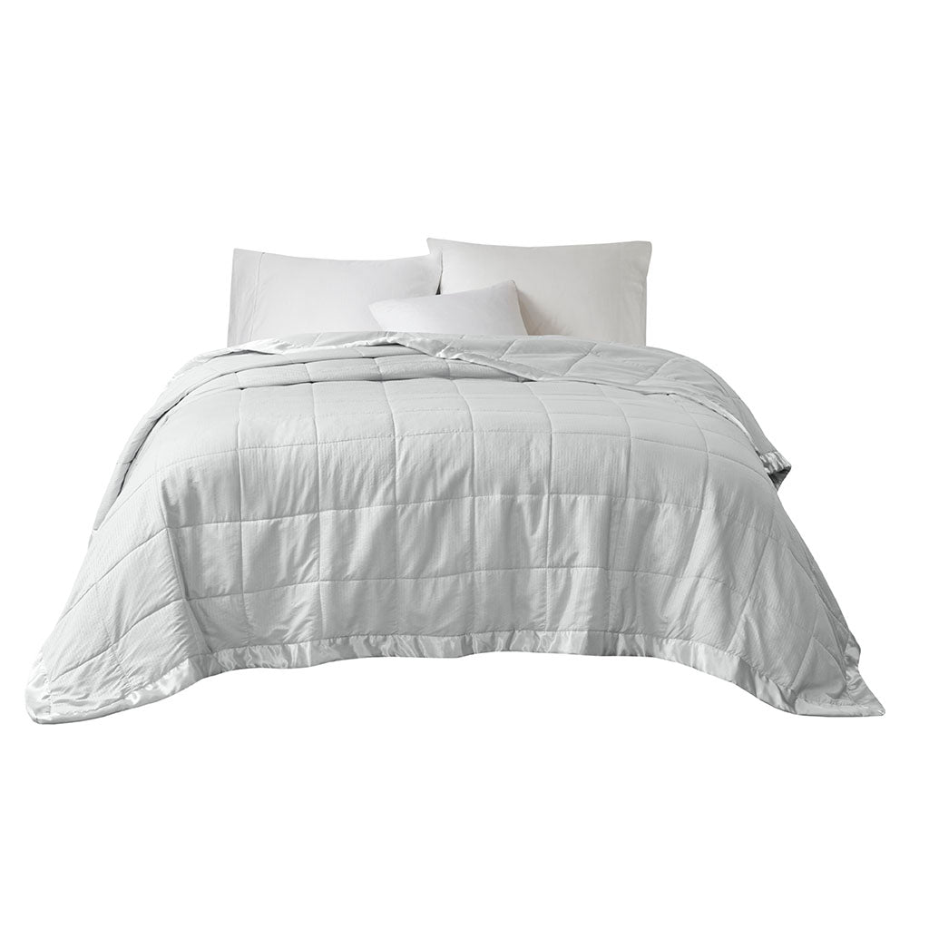 Oversized Down Alternative Blanket with Satin Trim Grey King