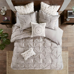 Cotton Embroidered Decorative Square Pillow Grey 20x20"
