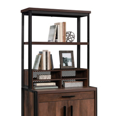 Library Hutch with Adjustable Shelf, Brown finish