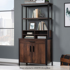Library Hutch with Adjustable Shelf, Brown finish