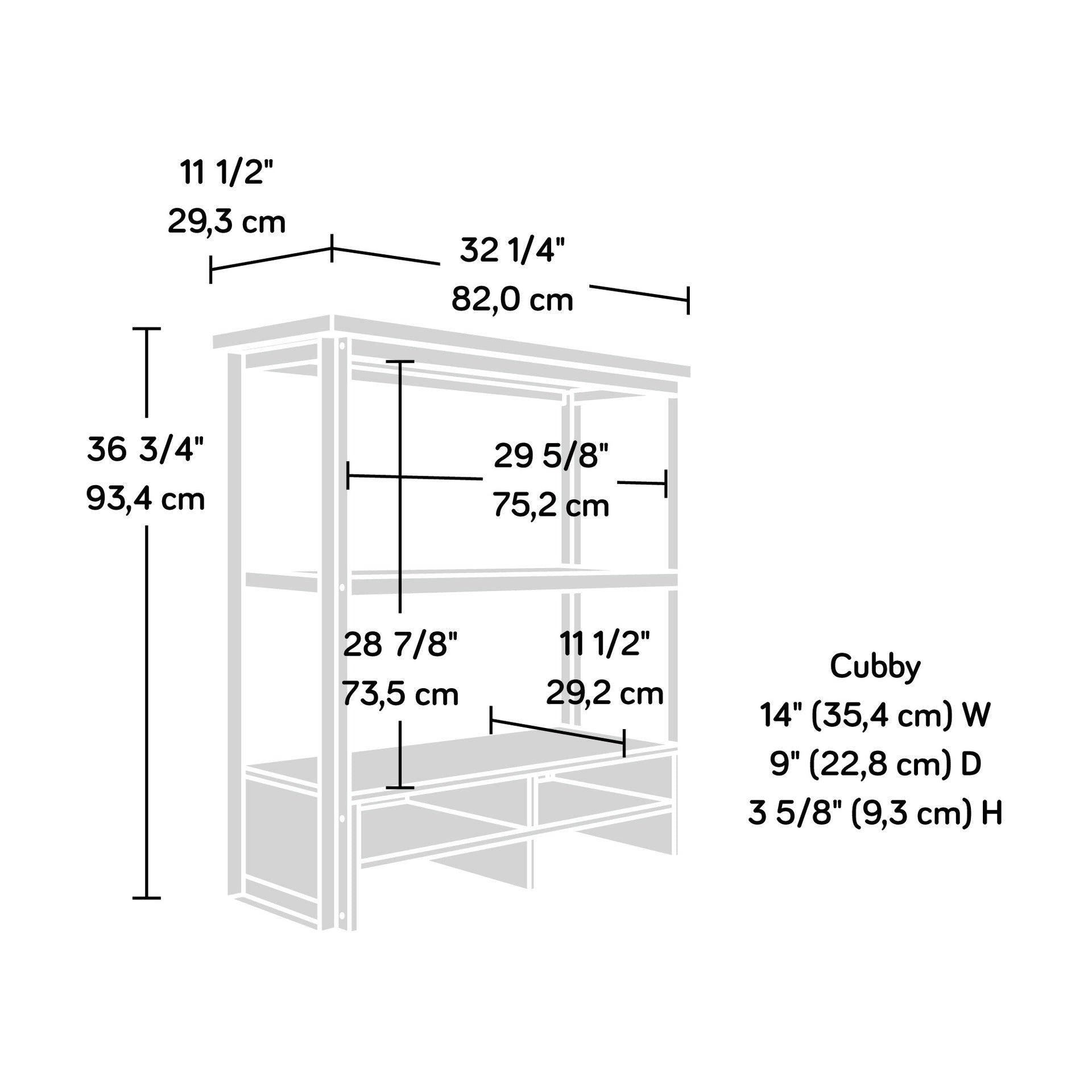 Library Hutch with Adjustable Shelf, Brown finish