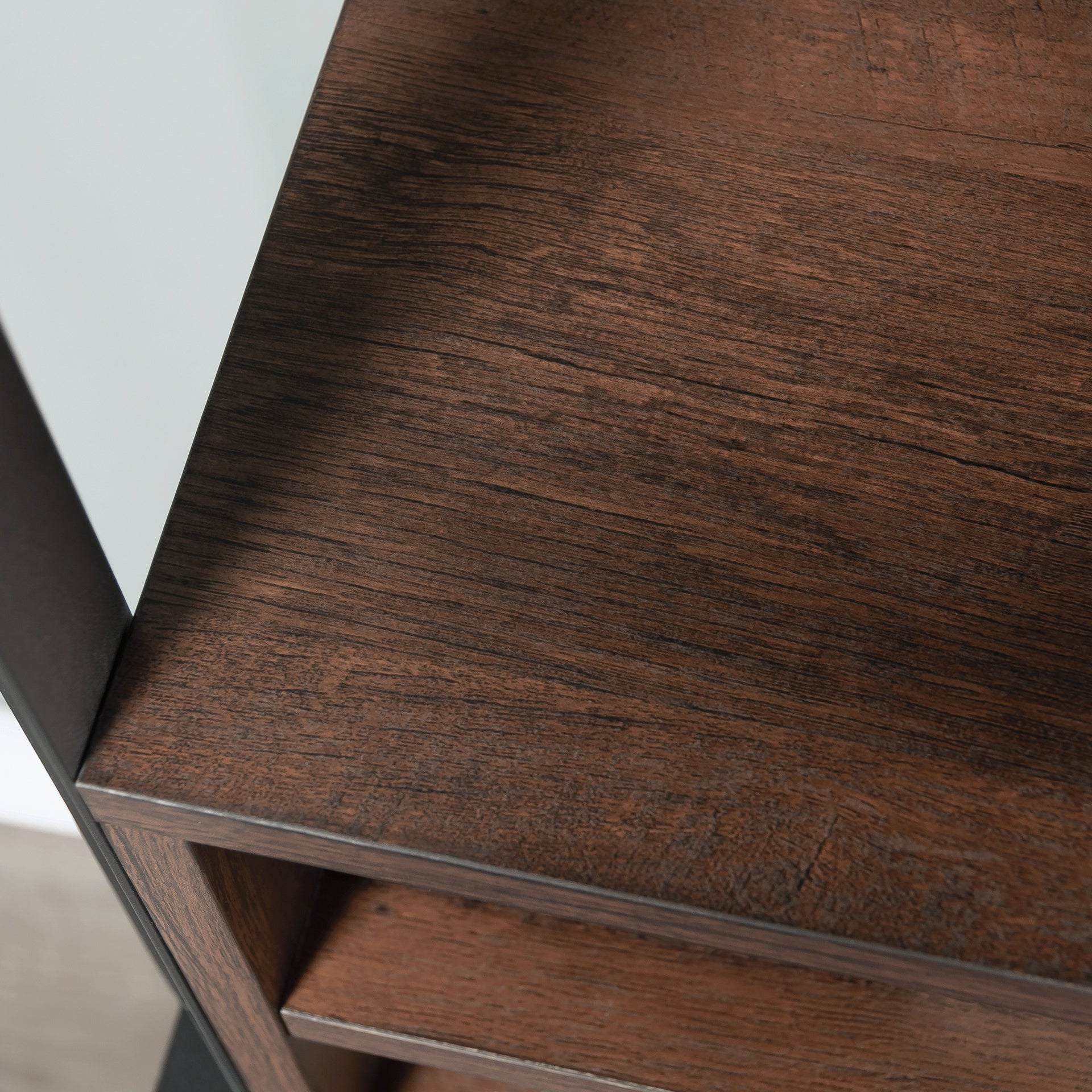 Library Hutch with Adjustable Shelf, Brown finish