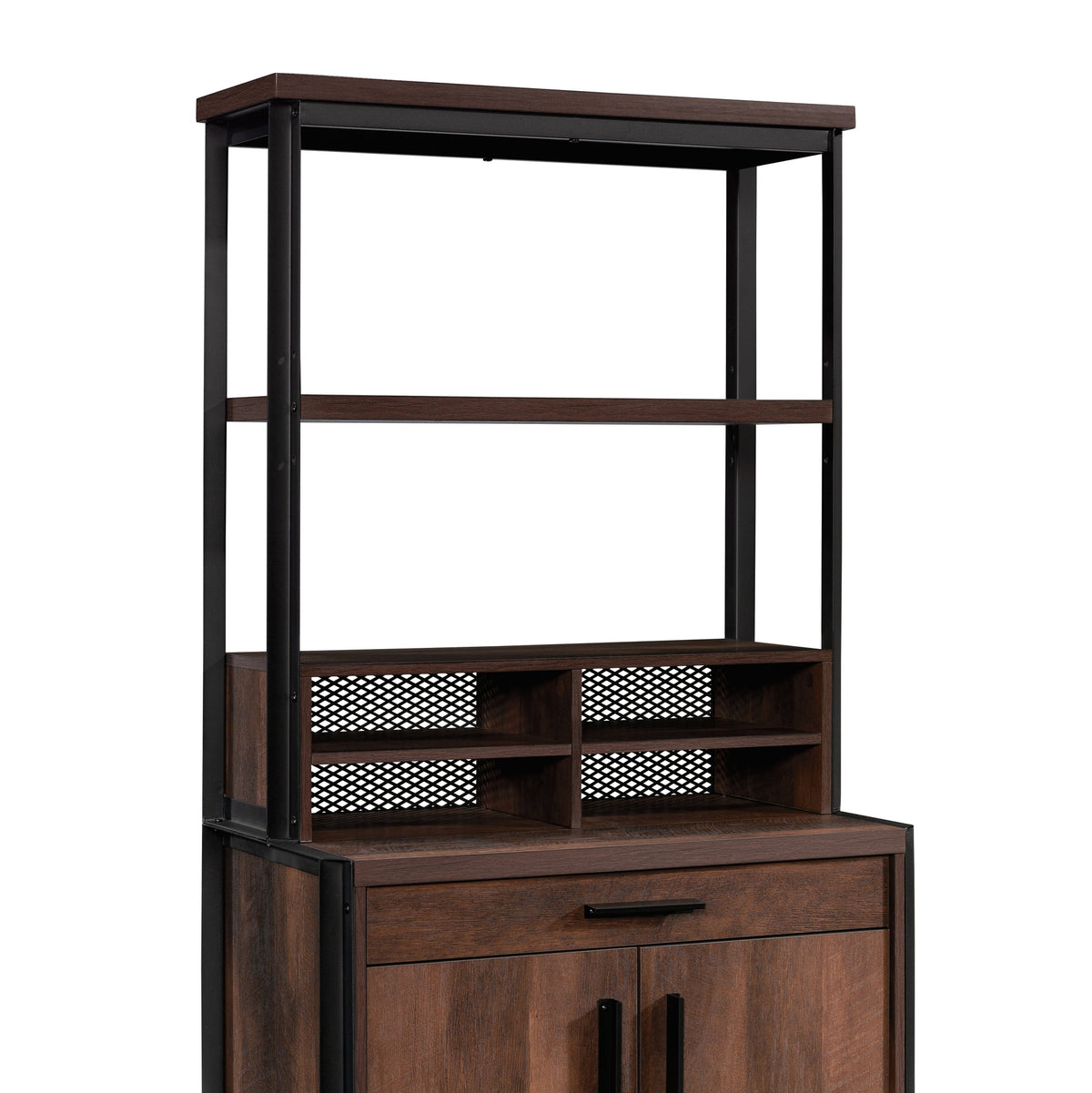 Library Hutch with Adjustable Shelf, Brown finish