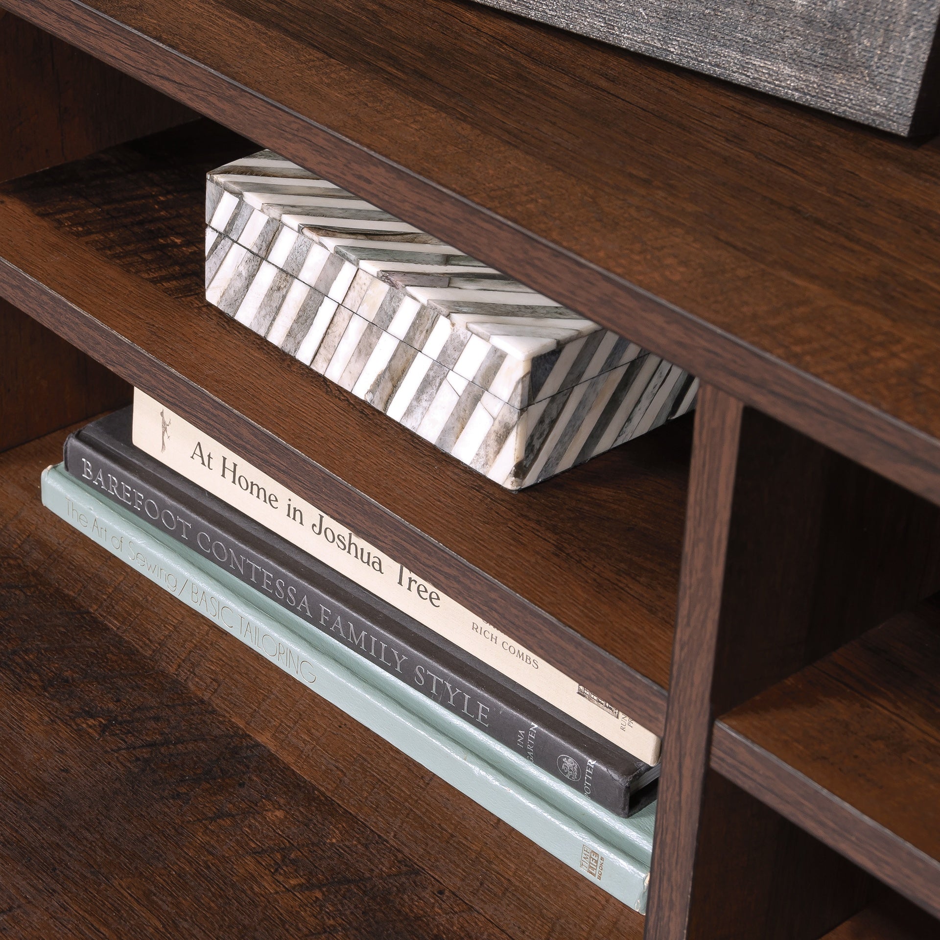 Library Hutch with Adjustable Shelf, Brown finish