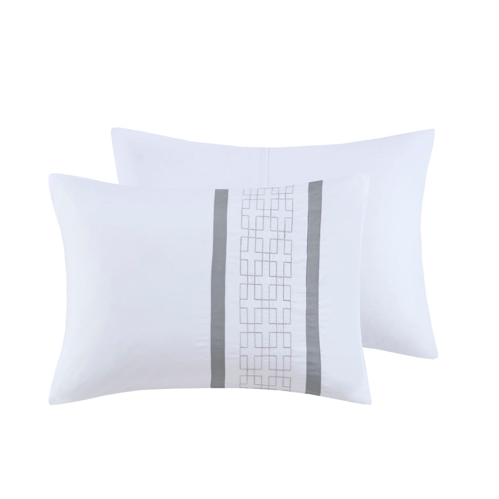 8 Piece Embroidered Comforter Set White King