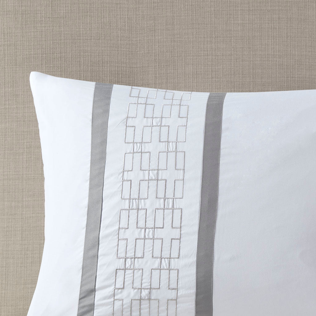 8 Piece Embroidered Comforter Set White King