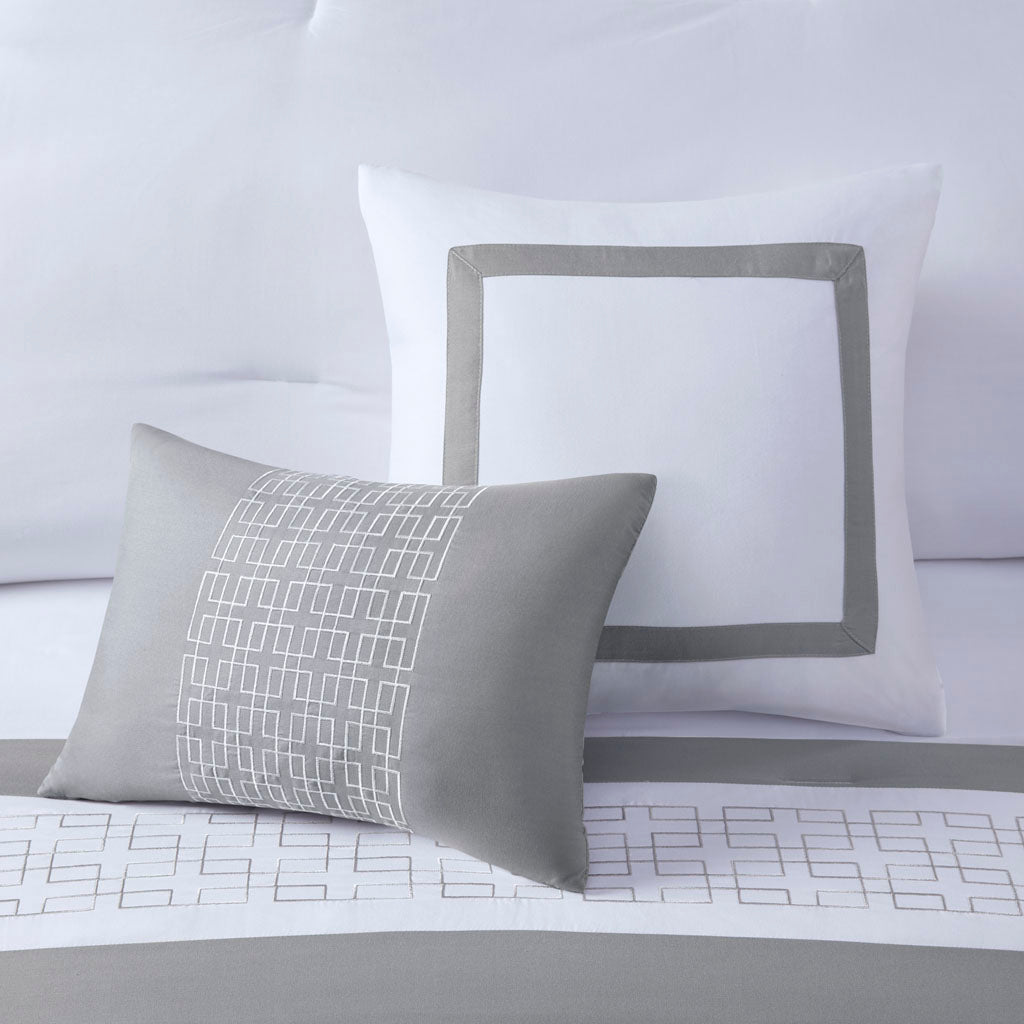 8 Piece Embroidered Comforter Set White King