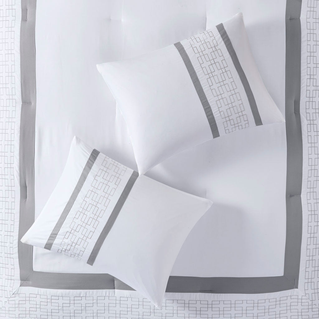 8 Piece Embroidered Comforter Set White King