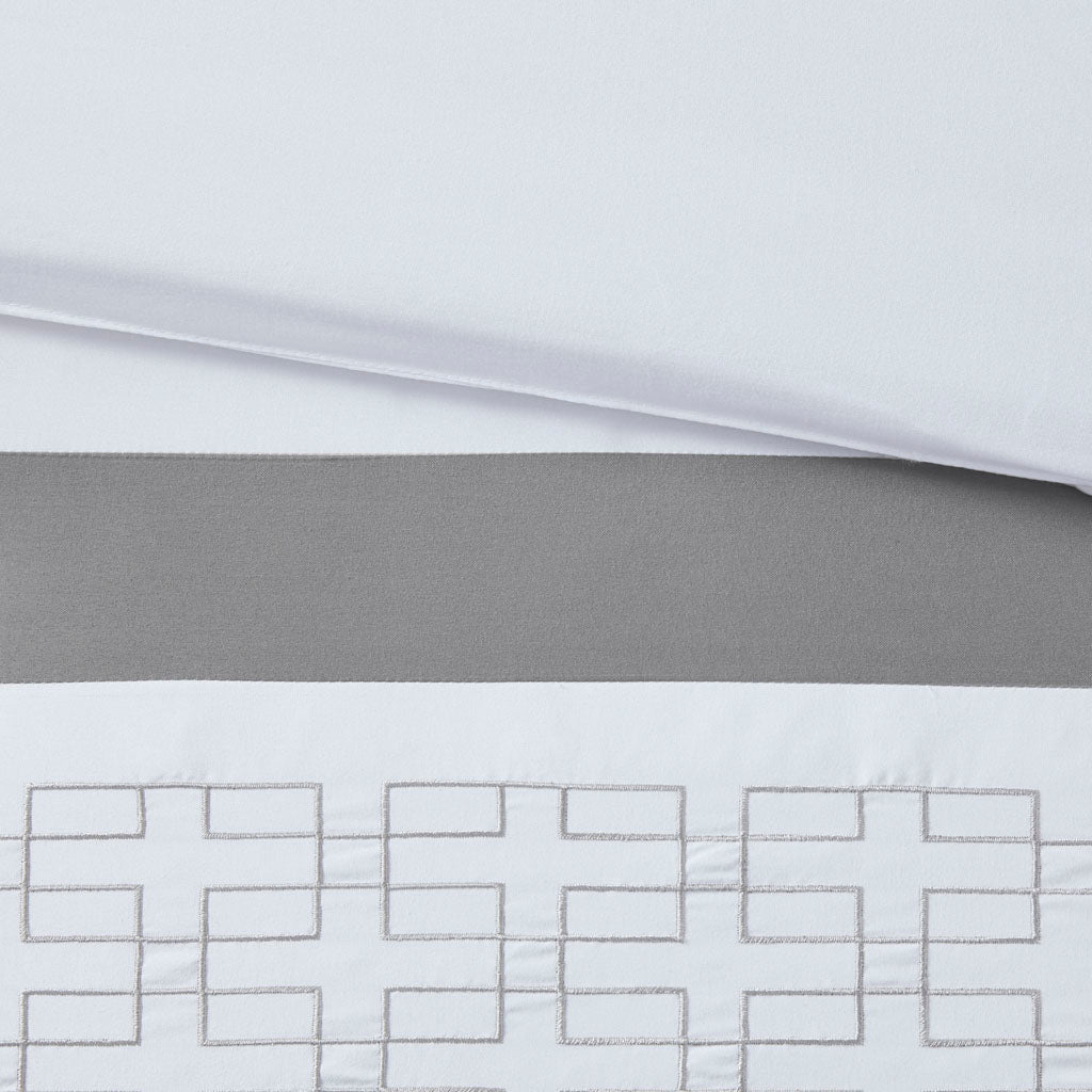 8 Piece Embroidered Comforter Set White King
