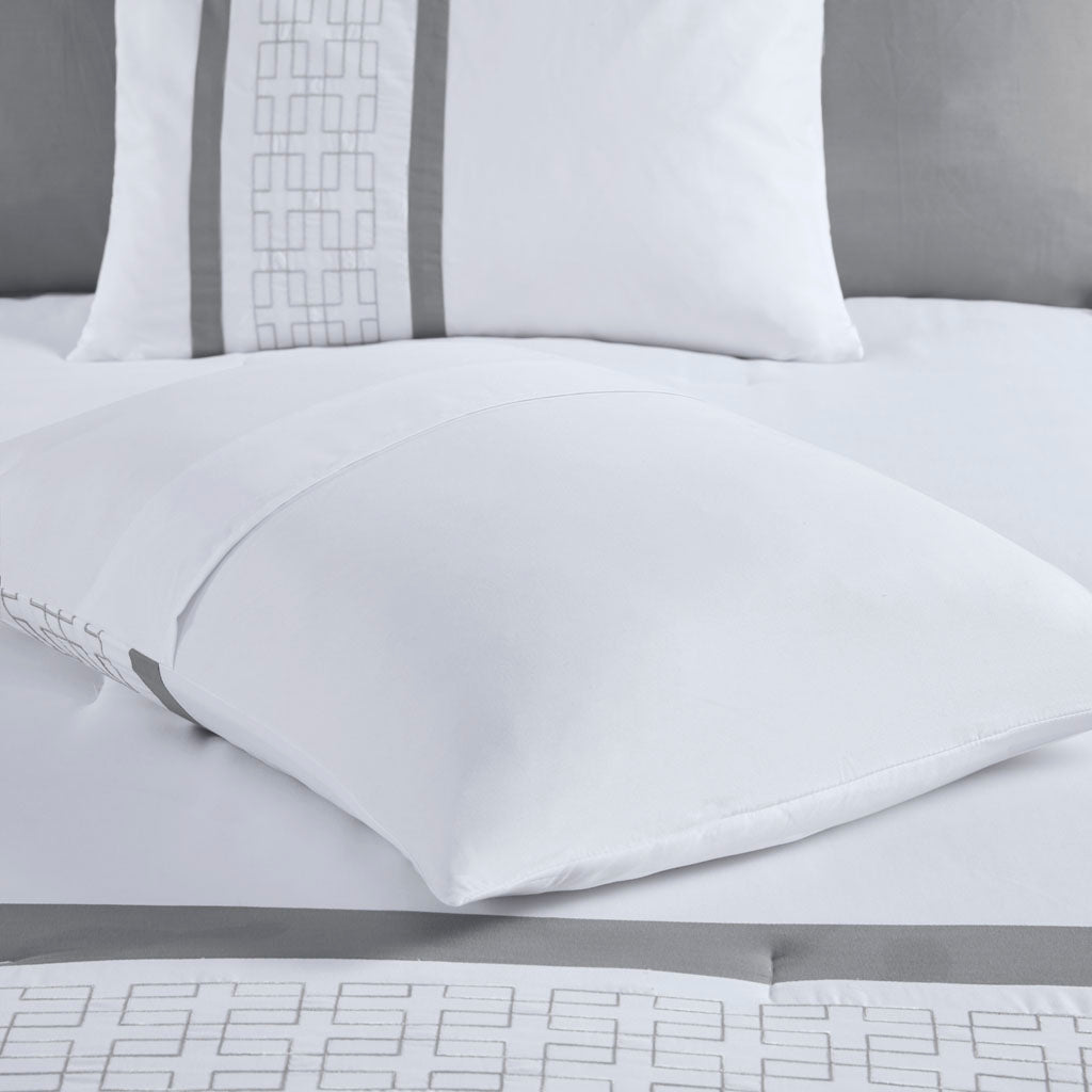 8 Piece Embroidered Comforter Set White King