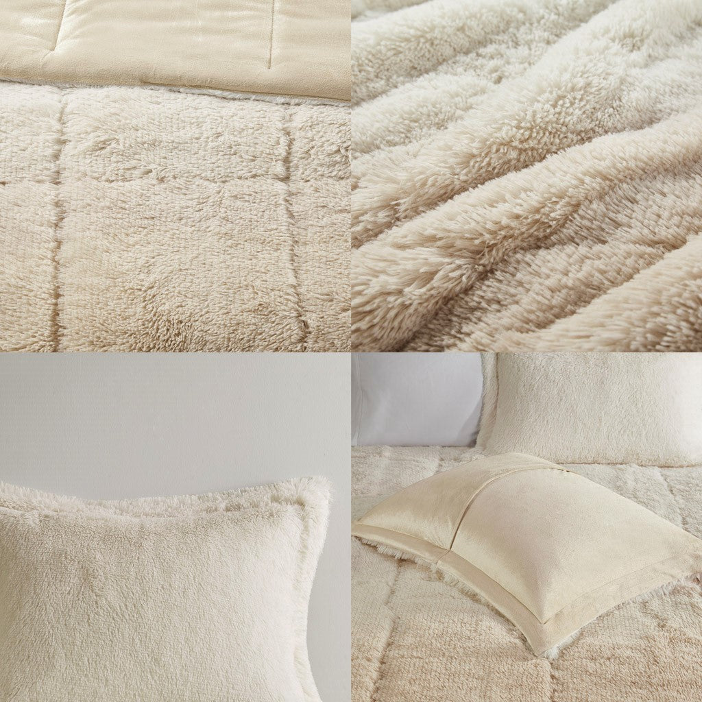 King/Cal King Ombre Shaggy Long Fur Comforter Mini Set