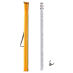 Aluminum Grade Rod, 9-Feet/10ths 3 Sections Telescopic Measuring Rod,Double-Sided Scale 1/10ft Leveling Rod Stick,Aluminum Alloy Survey Rod with Bubble Level&Carrying Bag for Houses,Walls,Floors