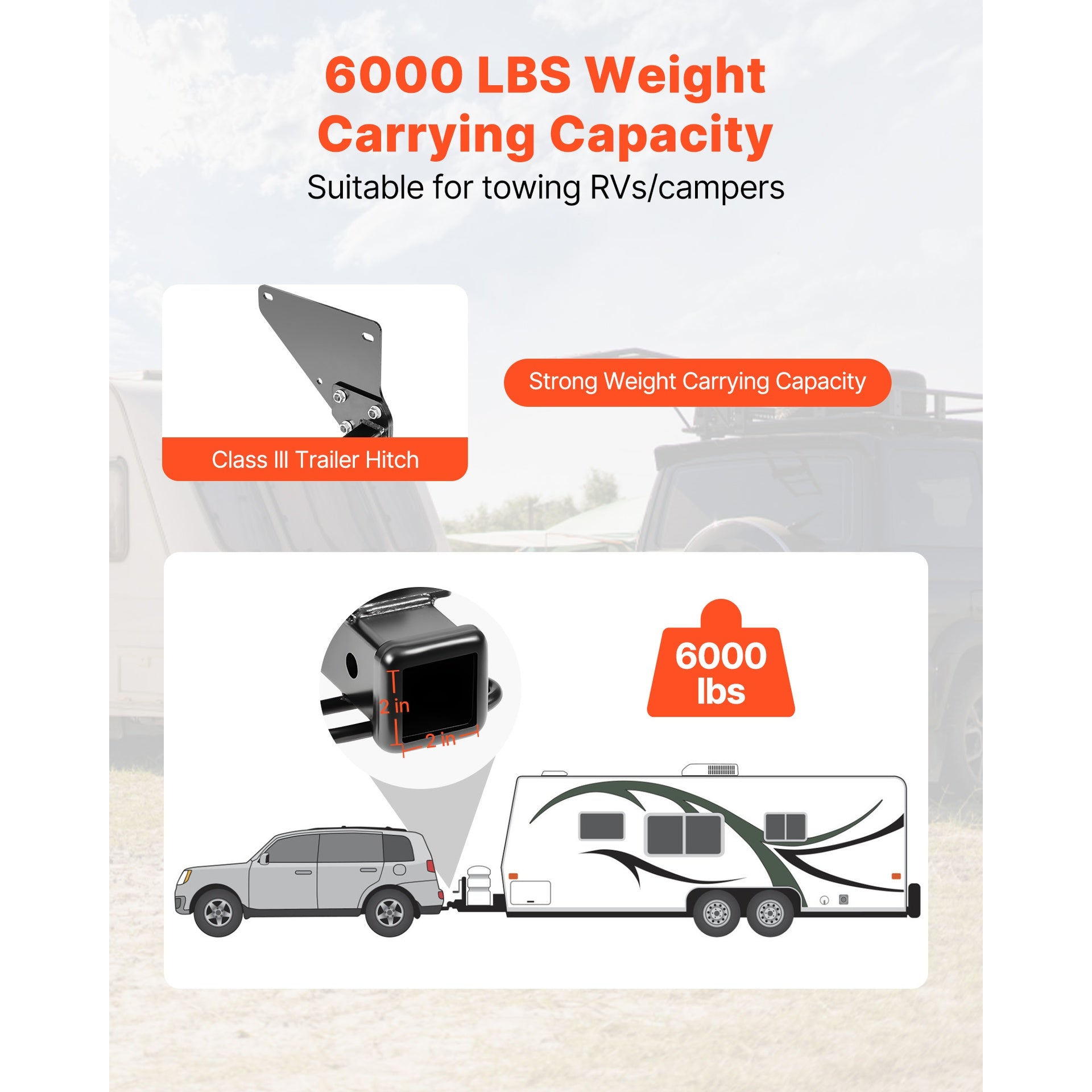 Class 3 Trailer Hitch Tow Hitch with 2" Receiver for 2020-2024 Honda RAV4