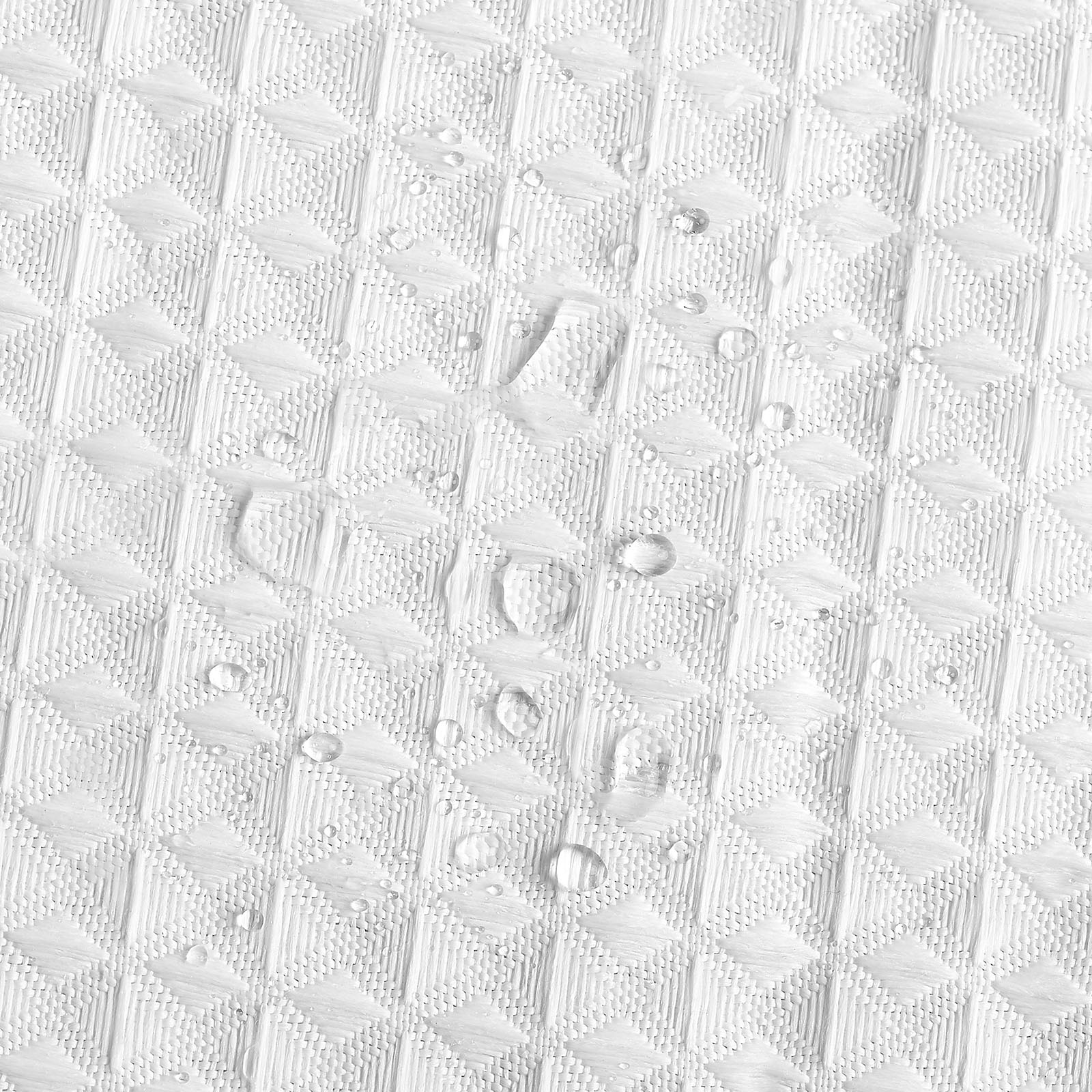White Fabric Shower Curtain, 240 GSM Weighted Waffle Shower Curtains, Polyester Curtain with Rust-Resistant Hooks, Machine Washable & Water Repellent, for Bathroom Showers, Bath Tubs, 72x72 in