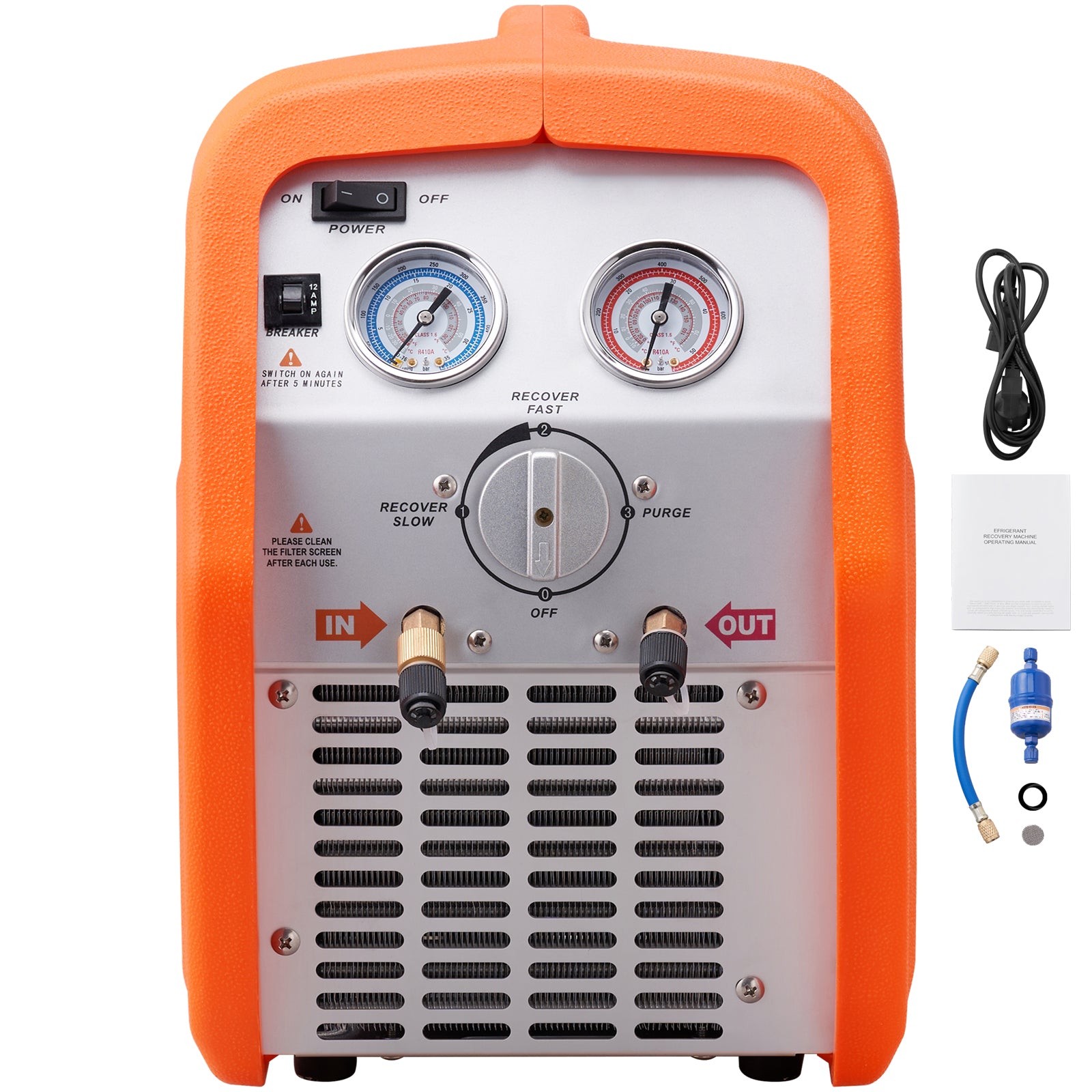 3/4 HP Refrigerant Recovery Machine - Portable AC Recovery Machine with High Pressure Protection, 120V 60Hz Refrigerant Recycle Machine HVAC for Car Air Conditioning, Vapor Liquid Refrigerant