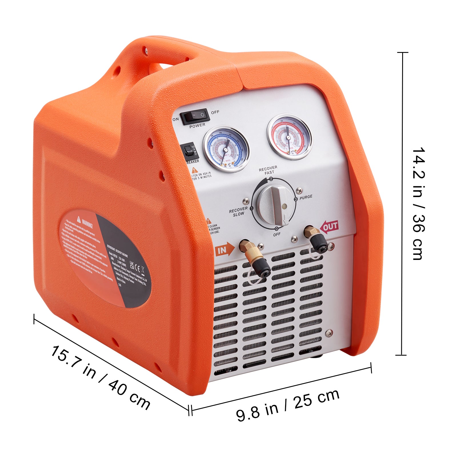 3/4 HP Refrigerant Recovery Machine - Portable AC Recovery Machine with High Pressure Protection, 120V 60Hz Refrigerant Recycle Machine HVAC for Car Air Conditioning, Vapor Liquid Refrigerant