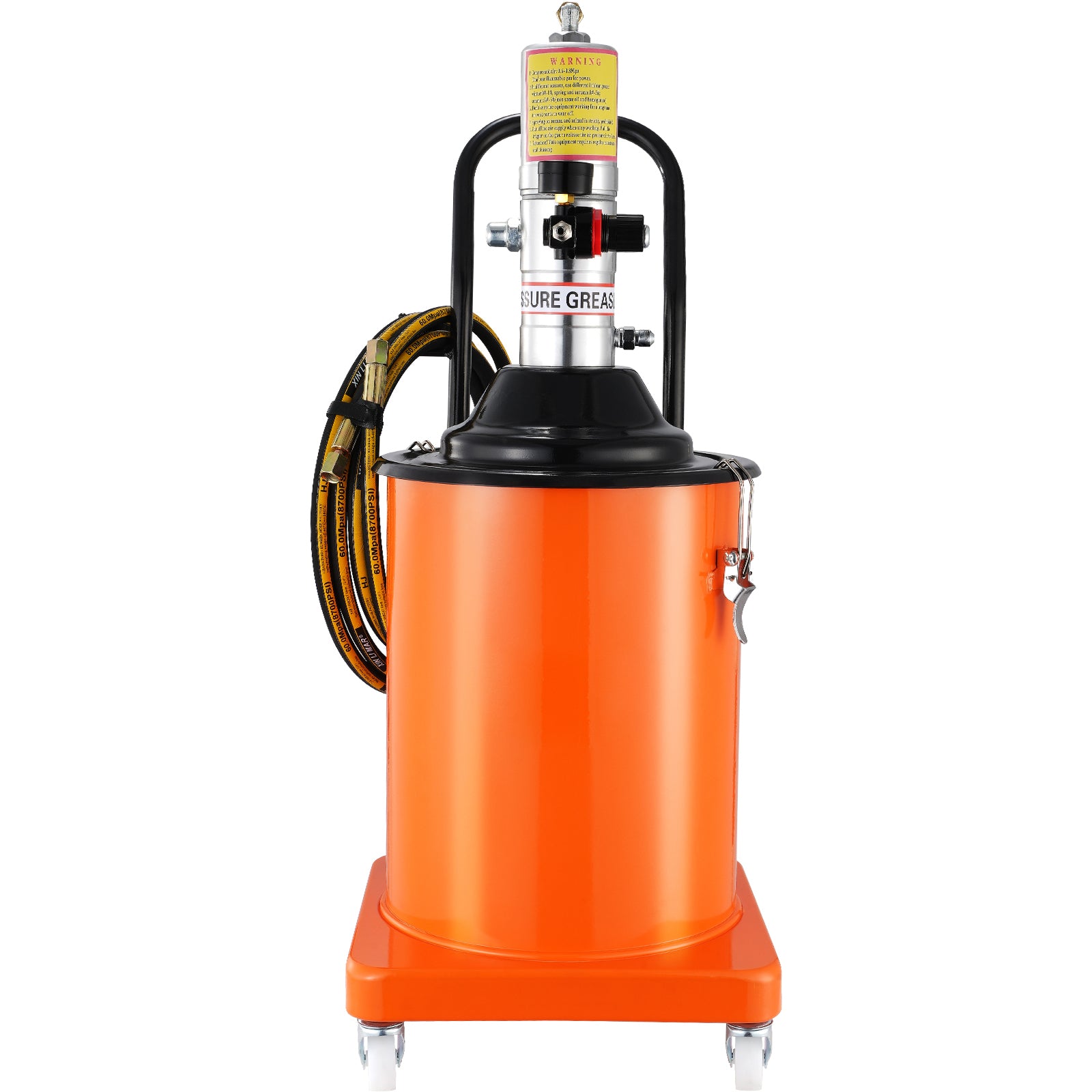 Grease Pump, 5 Gallon 20L, Air Operated Grease Pump with 13 ft High Pressure Hose and Grease Gun, Pneumatic Grease Bucket Pump with Wheels, Portable Lubrication Grease Pump 50:1 Pressure Ratio