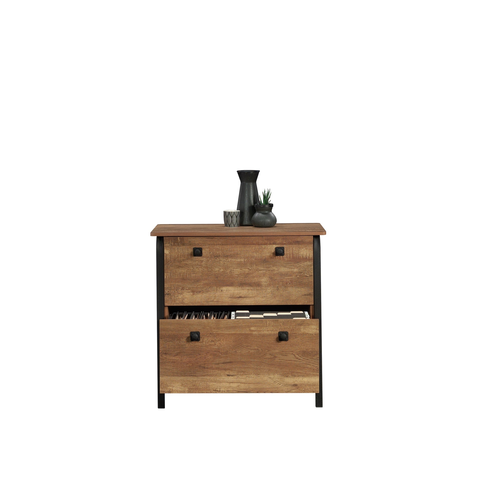 Lateral File with Bold Design, Oak finish