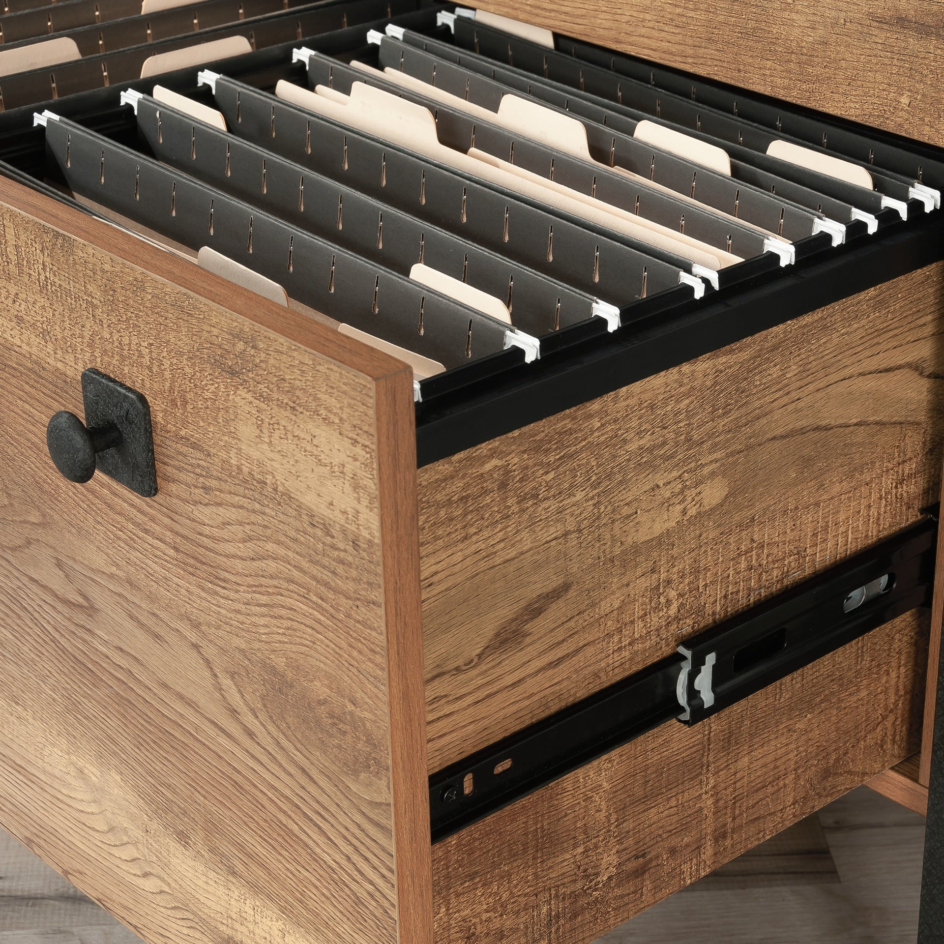 Lateral File with Bold Design, Oak finish