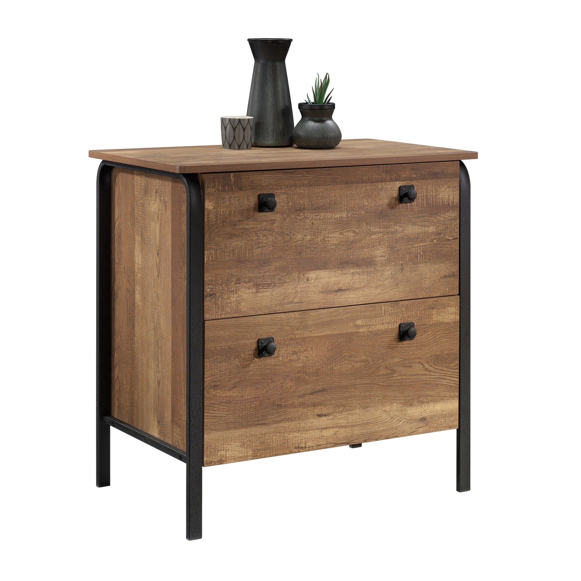 Lateral File with Bold Design, Oak finish