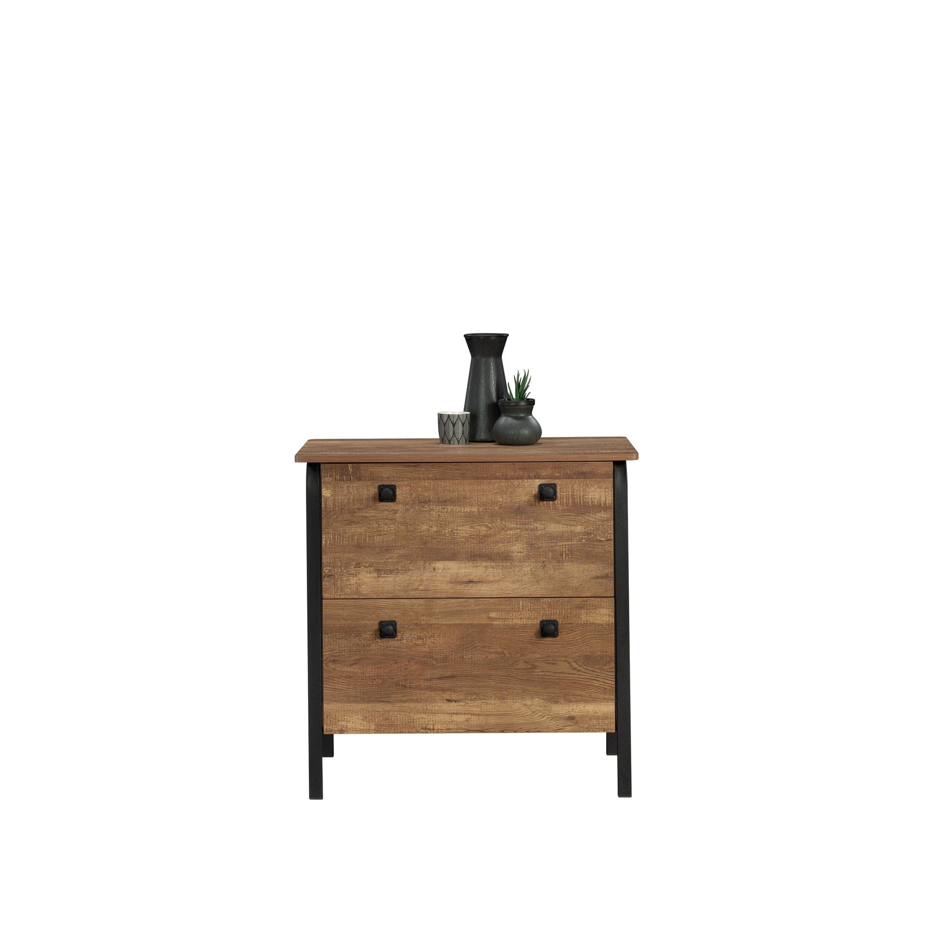 Lateral File with Bold Design, Oak finish