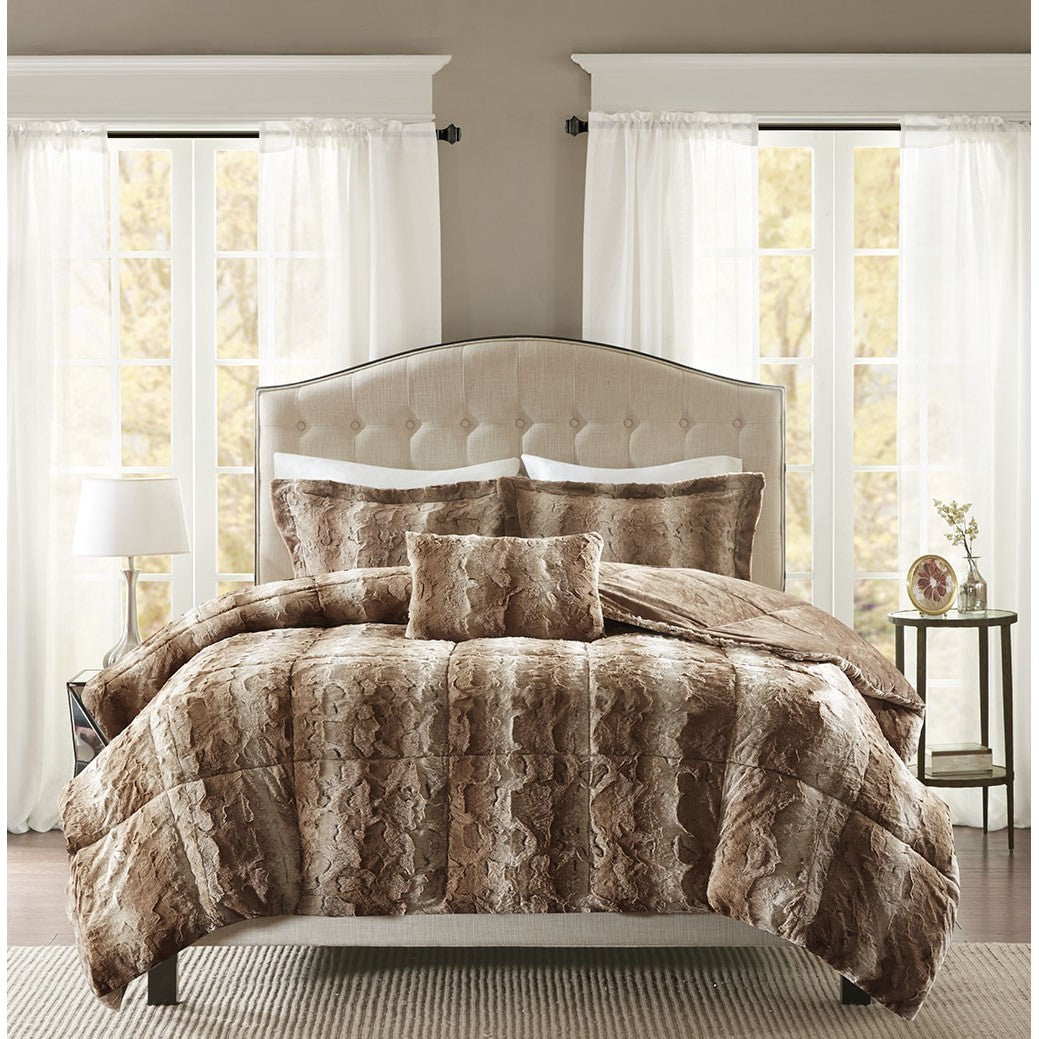 King 4PC Faux Fur Comforter Set