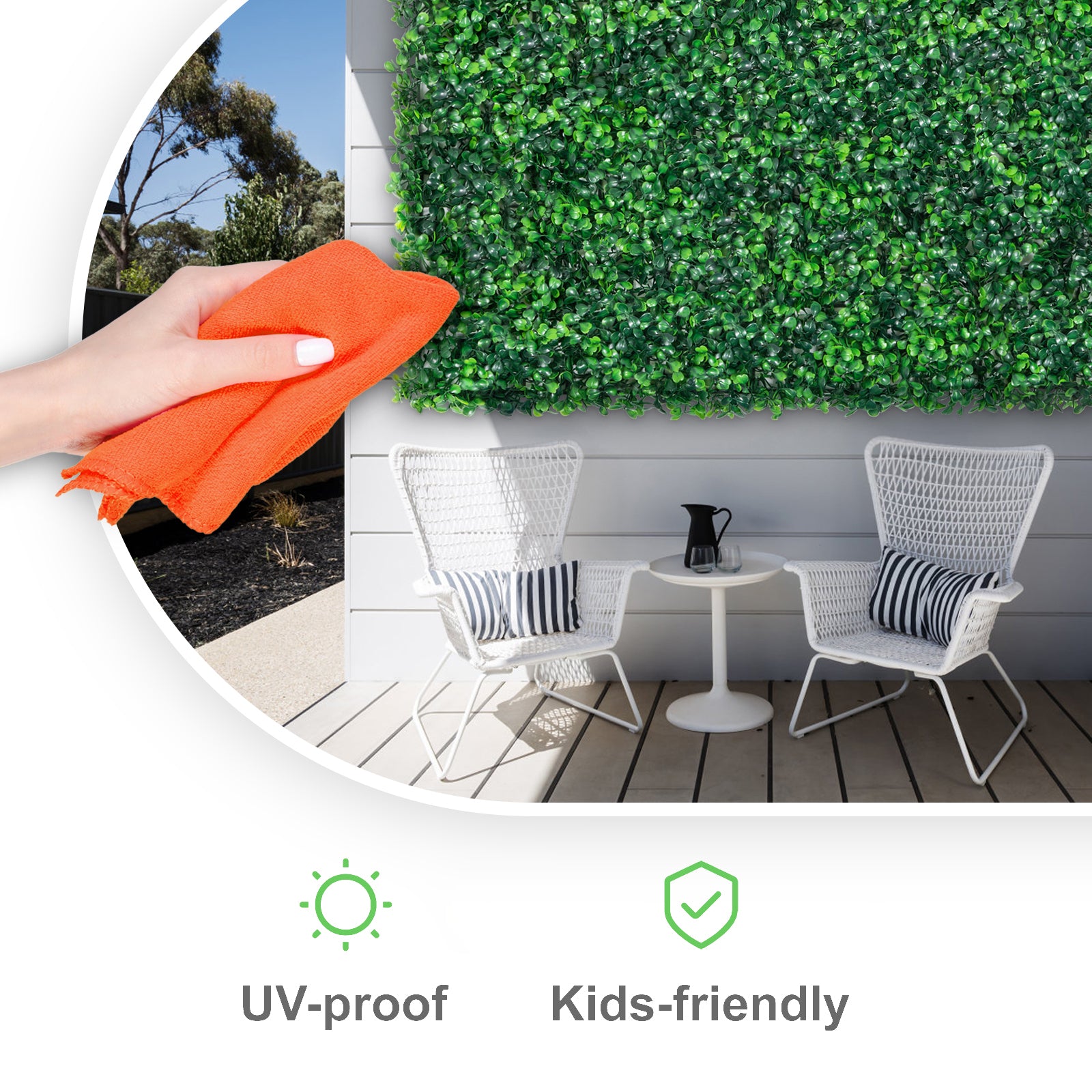 12PCS 24"x16" Grass Wall Panels for 32 SQ Feet, Boxwood Hedge Wall Panels, Artificial Grass Backdrop Wall 1.6", Privacy Hedge Screen UV Protected for Outdoor Indoor Garden Fence Backyard