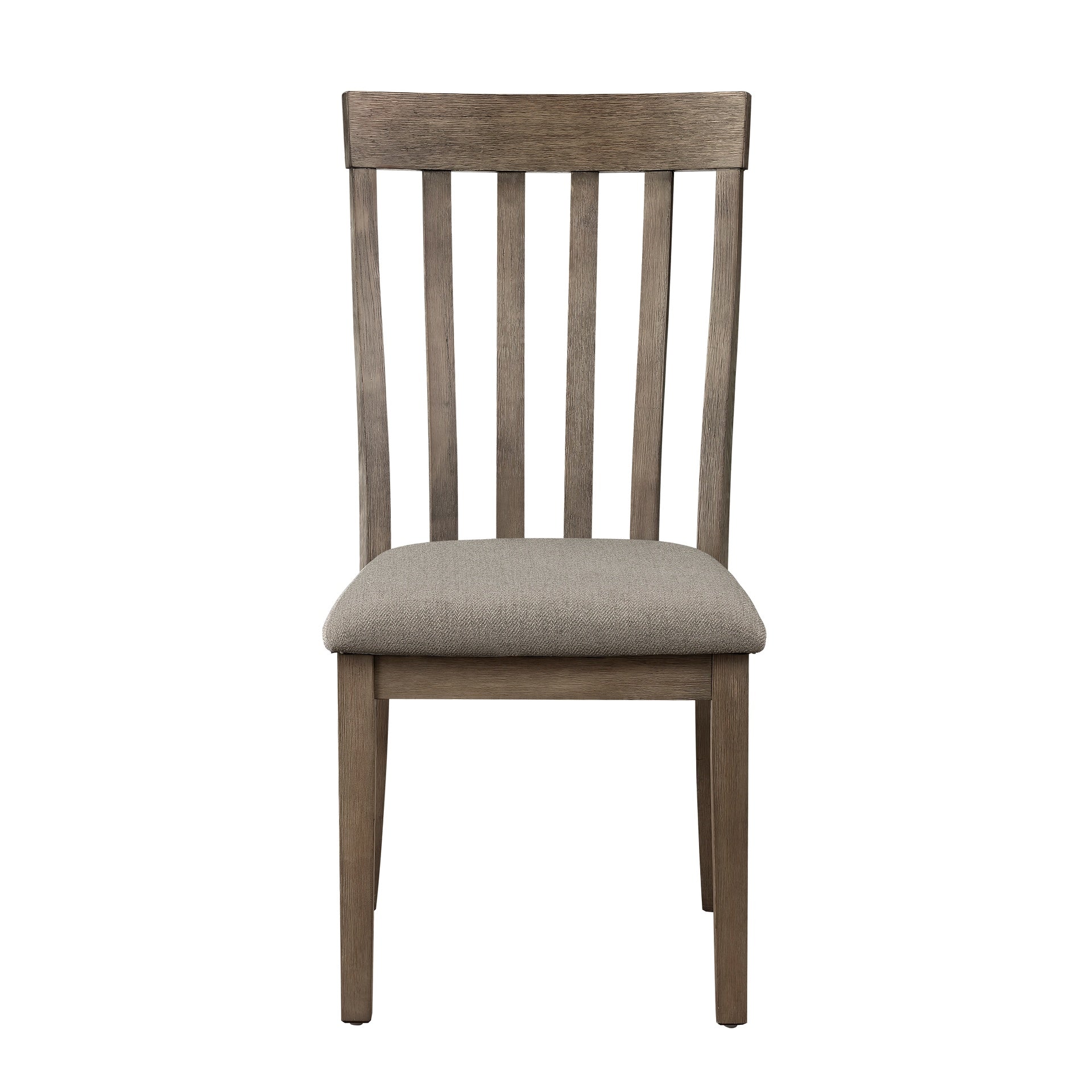 Dining Room Furniture Side Chairs 2pc Set Wire Brushed Brown Finish Vertical Slat Back Design Wooden Chairs Set