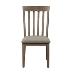 Dining Room Furniture Side Chairs 2pc Set Wire Brushed Brown Finish Vertical Slat Back Design Wooden Chairs Set