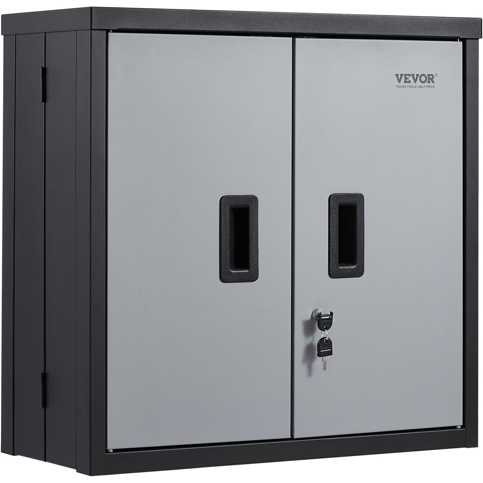 Foldable Wall Cabinet, Metal Garage Cabinet Wall Mounted 26" Small Cabinet 240 LBS Loading Capacity Adjustable Shelf Magnetic Door File Locker for Garage Office Home Black